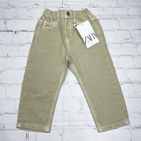 NWT Zara Straight Leg Jeans 12-18 mos Tan Cotton Denim - Picture 2 of 9